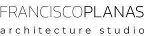 Logotipo de Francisco Planas. Architecture estudio. Letras en negro