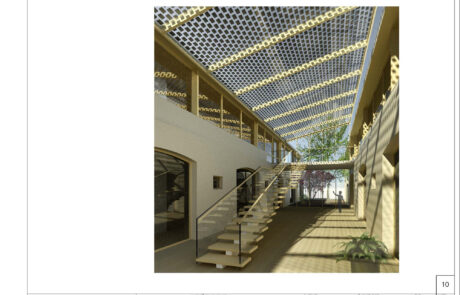 Simulación de una escalera en el interior de Caritas Diocesana de Mallorca.