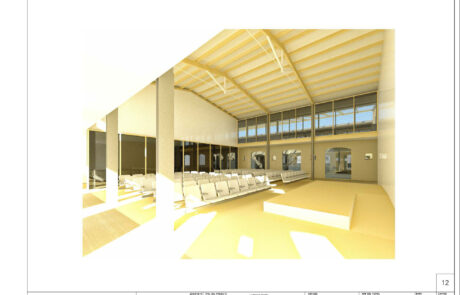 Simulación de la estructura del interior de un edificio, Se pueden ver varias butacas