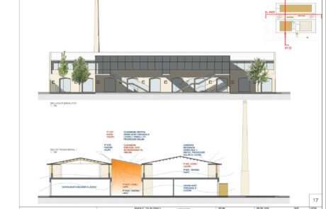 Plano del una de las fachadas de Caritas diocesana de Mallorca, se pude ver parte del interior